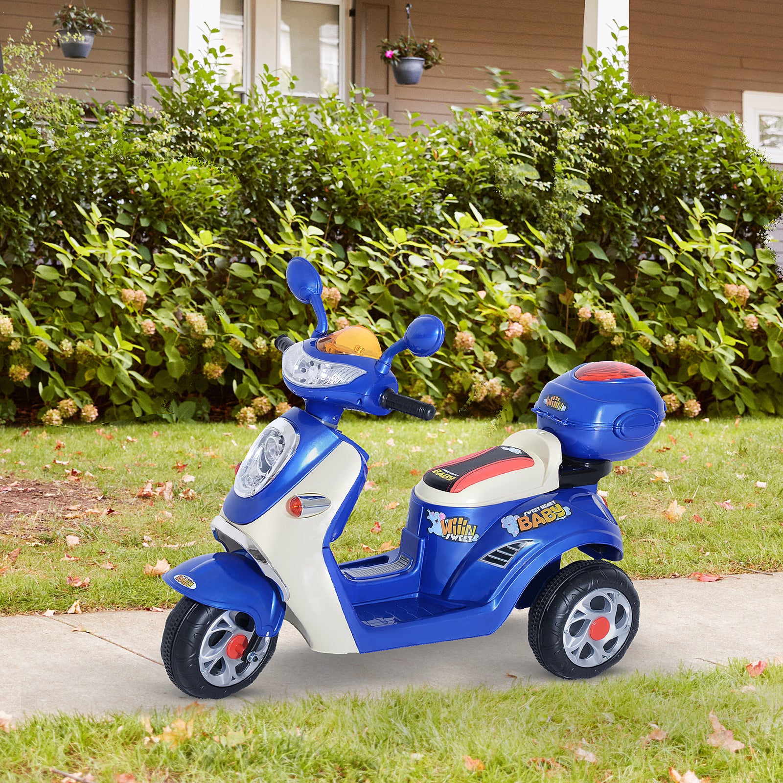 Kids Electric Ride On Toy Car 6V Electric Motorbike with Chargeable Battery Headlight and Music for 3-5 Years - Blue