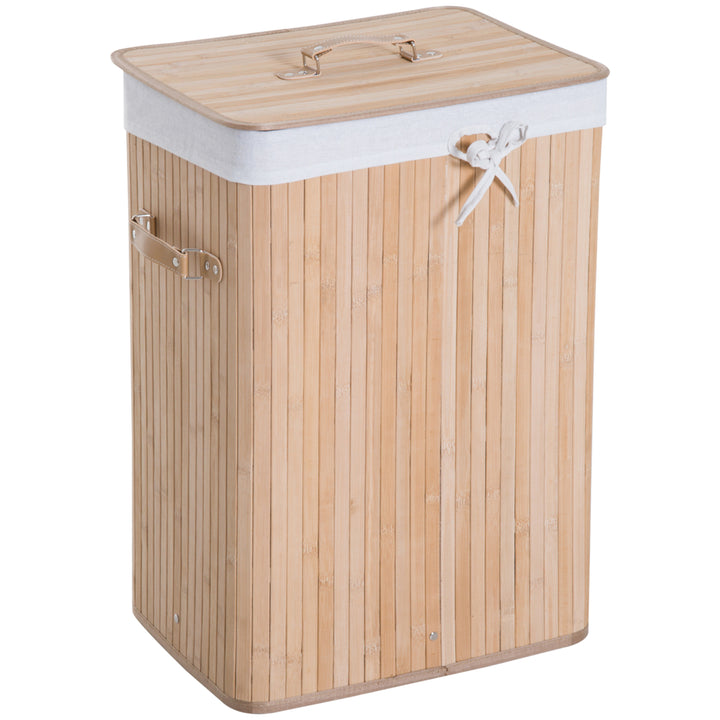 70L Collapsible Bamboo Laundry Hamper Organizer Clothes Washing Basket