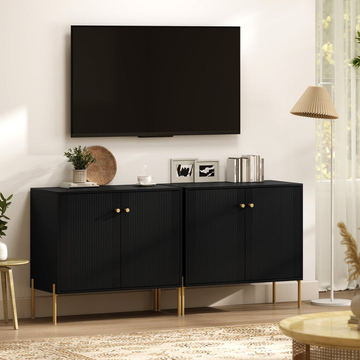 Sideboard Buffet Cabinet, Coffee Bar Cabinet with Fluted Doors and Adj