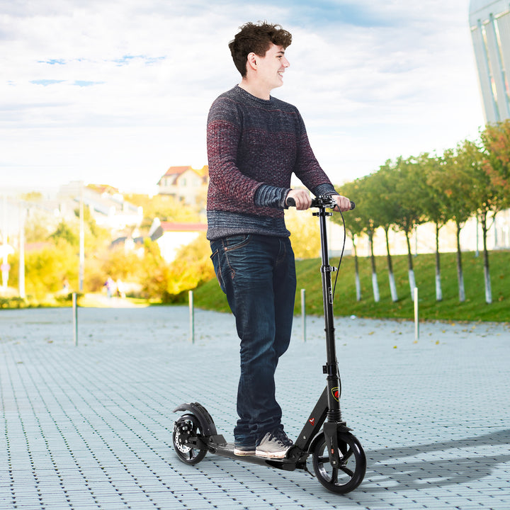 Kick Scooter, Folding 2 Wheel Scooter for 14+ Teens Adults, with Dual Brake System, Dual Suspension, 230mm Big Wheels, 3 Adjustable Handlebar, up to 100KG, Black