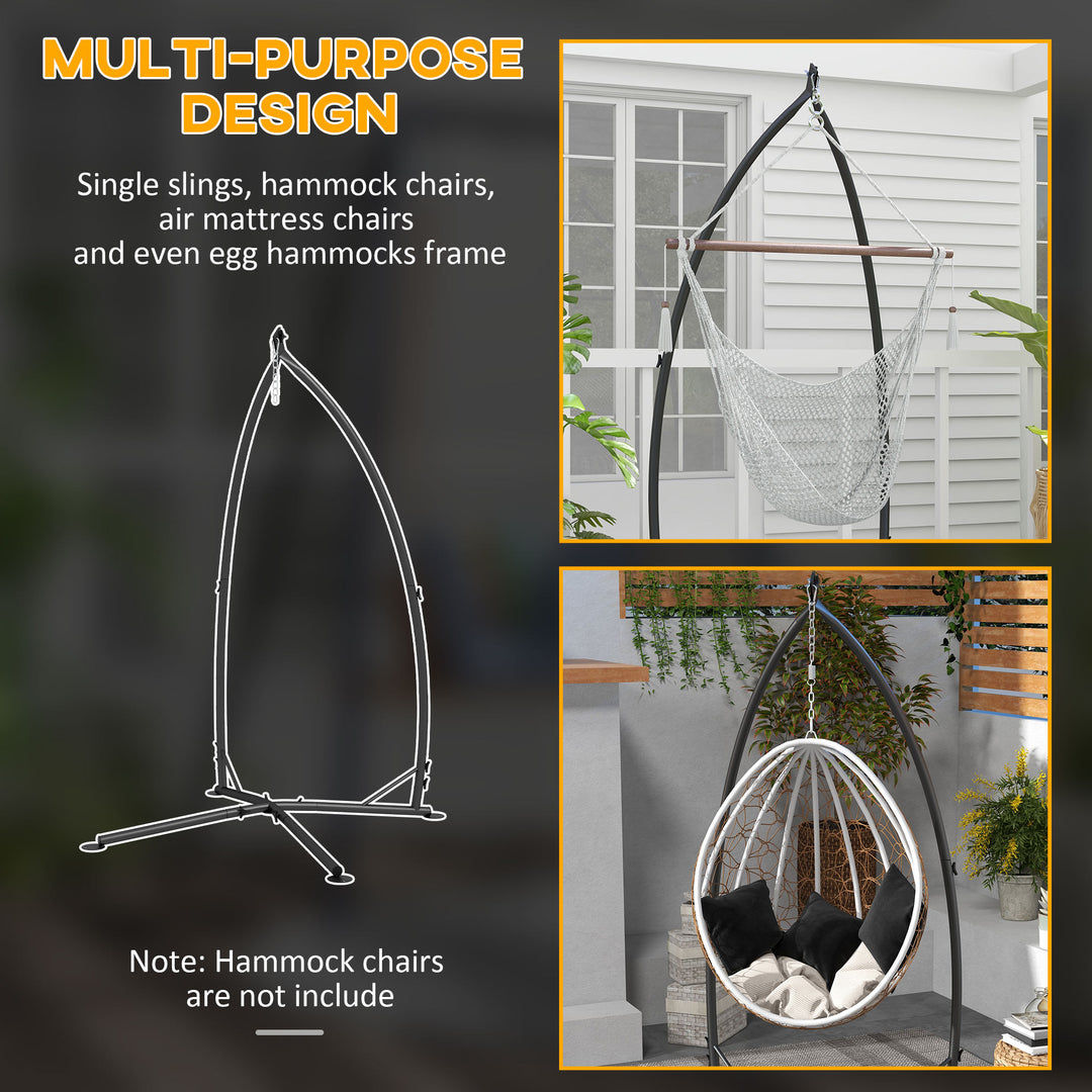 Hammock Chair Stand, Hanging Heavy Duty Metal Frame Hammock Stand with Chain, for Hanging Hammock Air Porch Swing Chair, Egg Cahir, Indoor & Outdoor Use, Black
