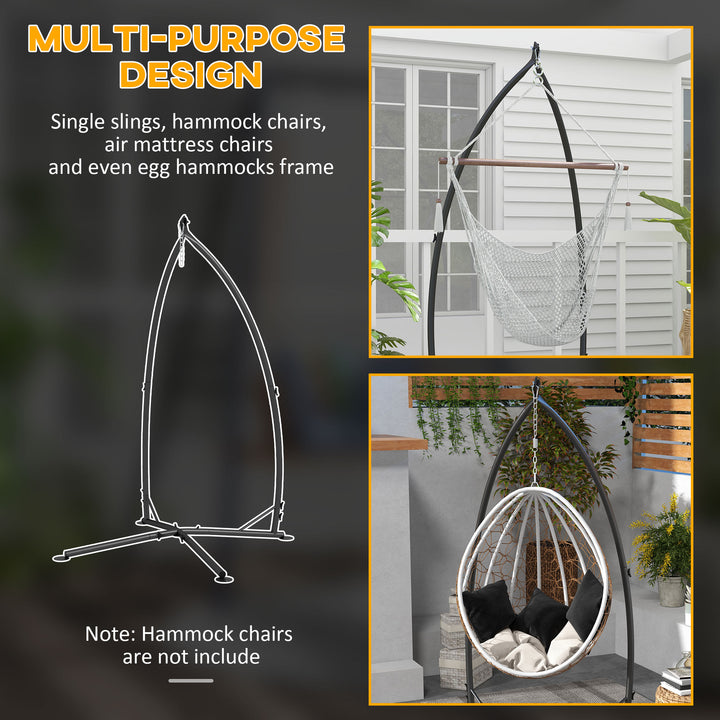 Hammock Chair Stand, Hanging Heavy Duty Metal Frame Hammock Stand with Chain, for Hanging Hammock Air Porch Swing Chair, Egg Cahir, Indoor & Outdoor Use, Black