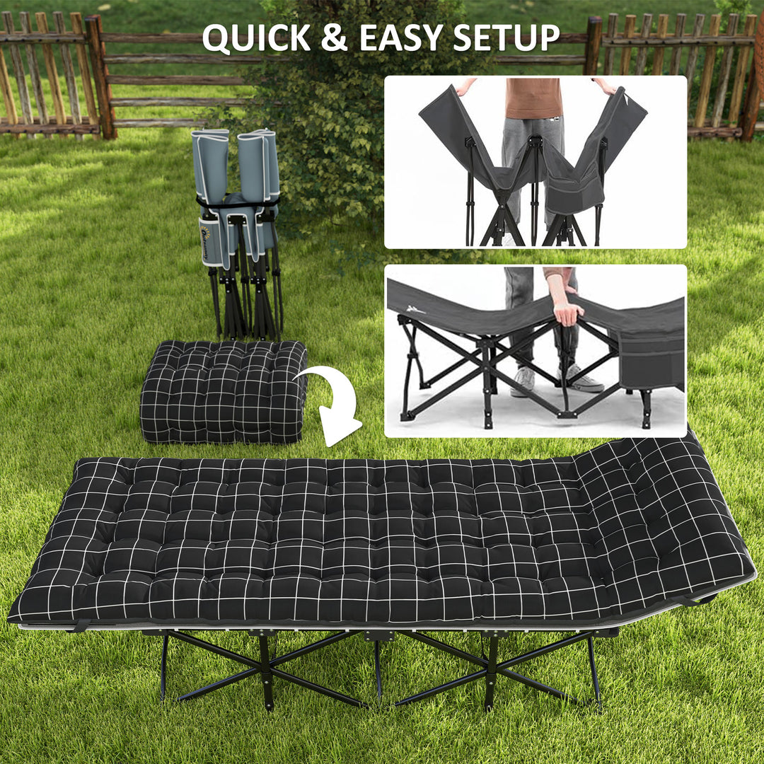 67cm Wide Folding Bed, Camping Cot for Adults with Mattress, Storage P