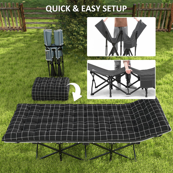67cm Wide Folding Bed, Camping Cot for Adults with Mattress, Storage P