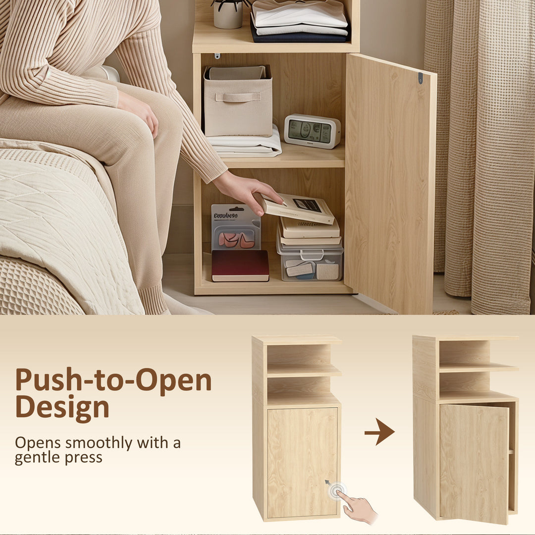 Slim Bedside Table Set of 2, Narrow Bedside Cabinet with Open Cubbies 