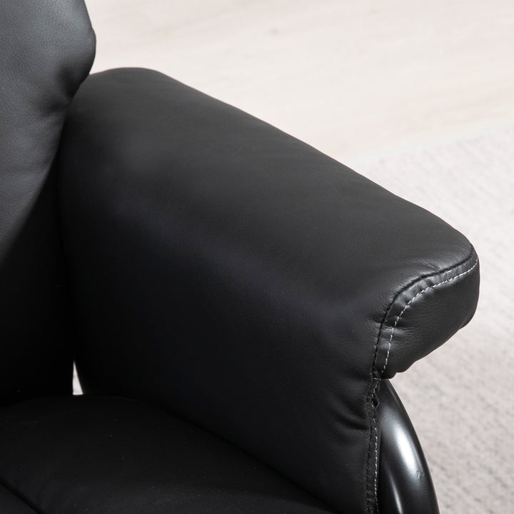 HOMCOM Swivel Recliner Chair with Footstool, PU Leather Recliner Armchair with Ottoman, Steel Base, Upholstered Reclining Chair for Living Room, Bedroom, Office, Black