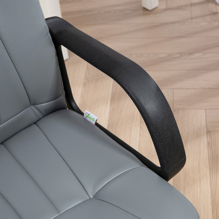Office Chair, PU Leather Computer Desk Chair with Adjustable Height, Swivel Wheels for Home Office Work Study, Grey