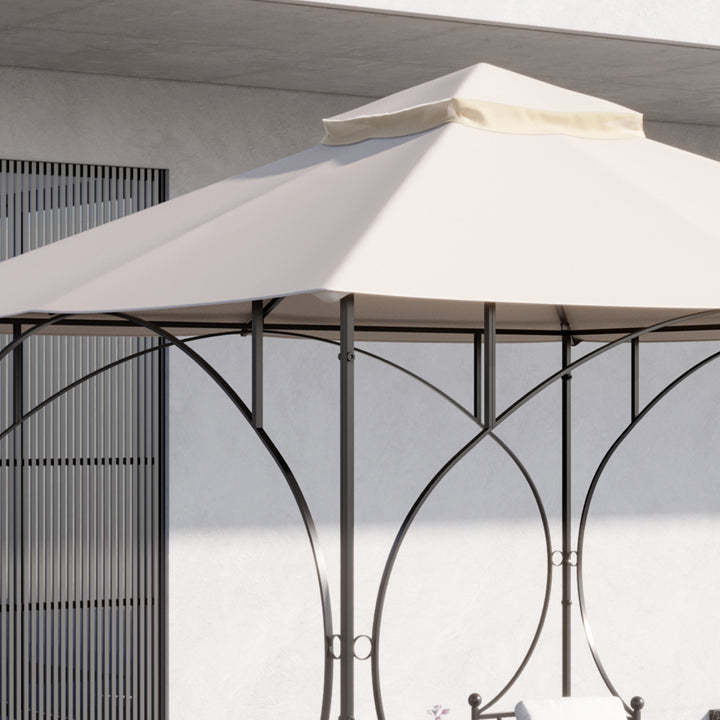 Outsunny 3x3(M) Replacement Gazebo Canopy, Double Tier Roof Top for Garden, Patio, Outdoor, Beige (TOP ONLY)