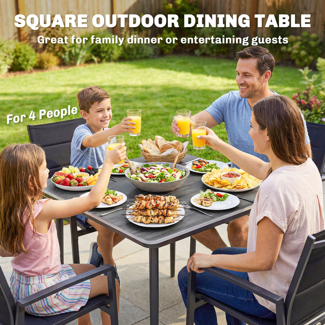 Garden Dining Table for 4, 85 cm Square Outdoor Table with Umbrella Ho