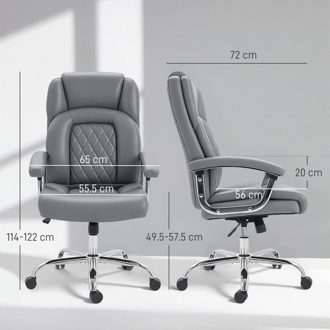 MCL Big and Tall Office Chair 180kg with Spring Cushion, PU Leather - Grey