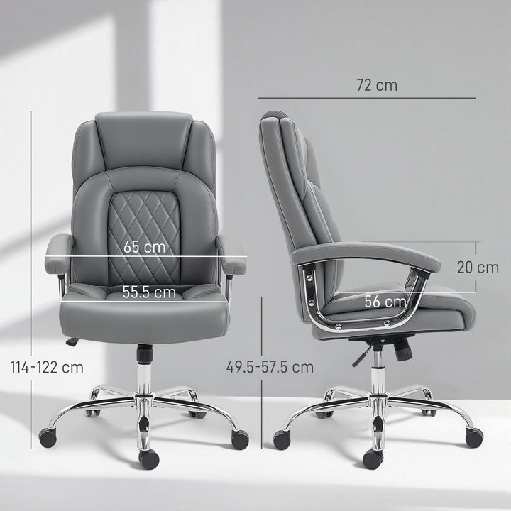 MCL Big and Tall Office Chair 180kg with Spring Cushion, PU Leather - Grey