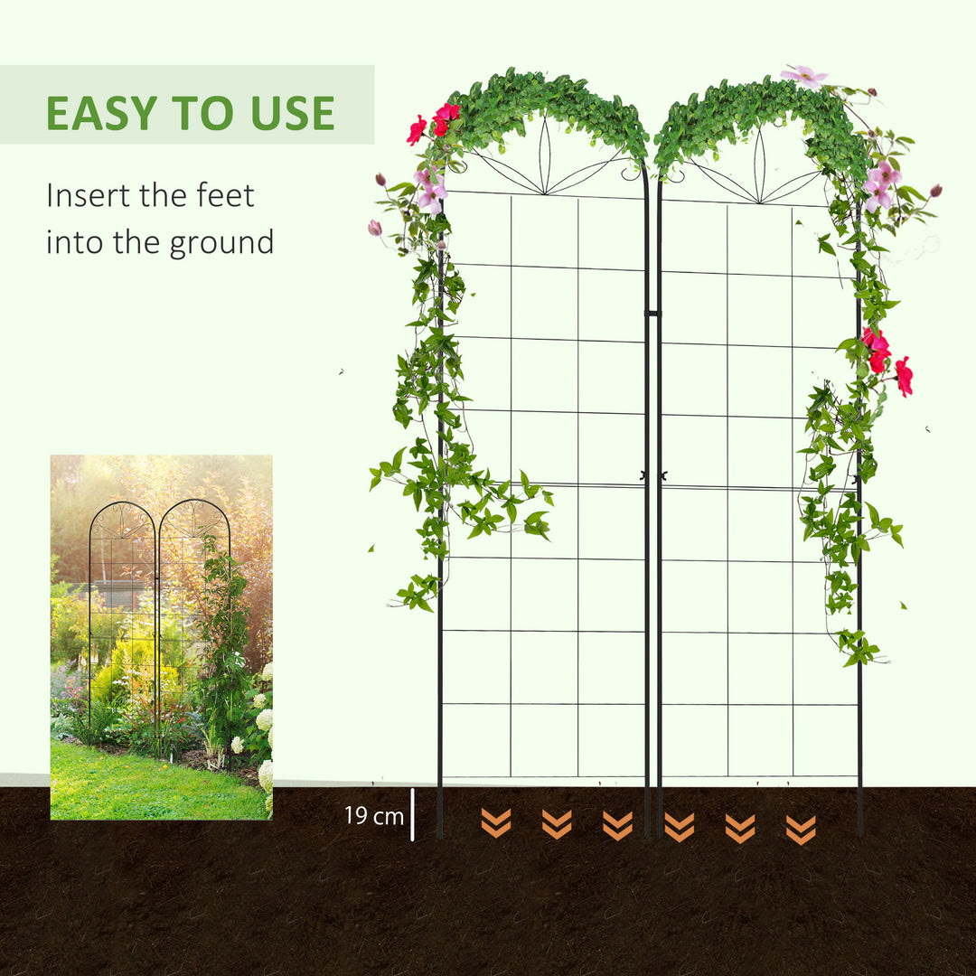 Metal Trellis Set of 2, Garden Trellis for Climbing Plants Support Frames, Grid Design