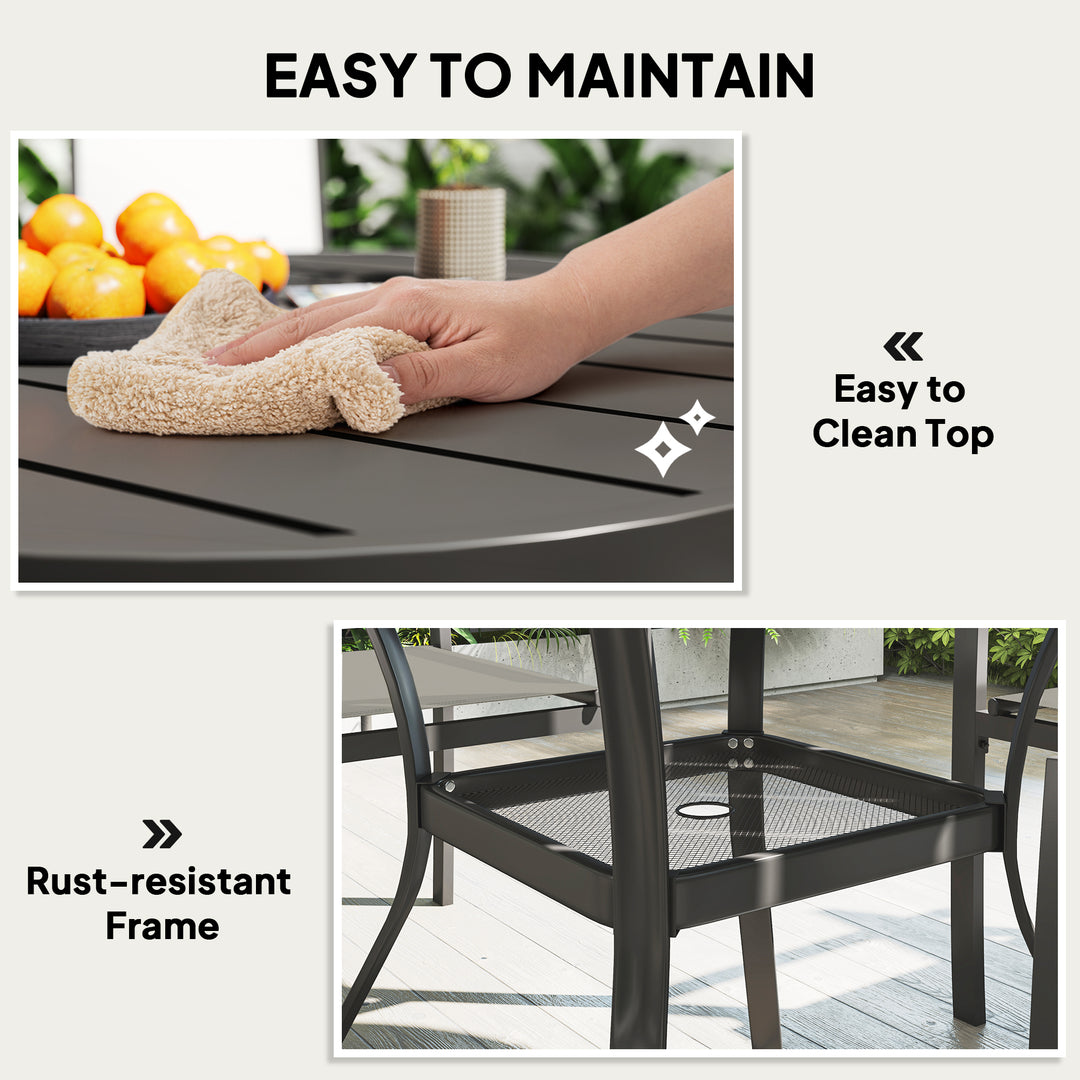 5 Piece Garden Furniture Set, Garden Dining Set with Round Table and 4 Stackable Chairs, Steel Frame, for Outdoor, Patio, Terraces, Dark Grey