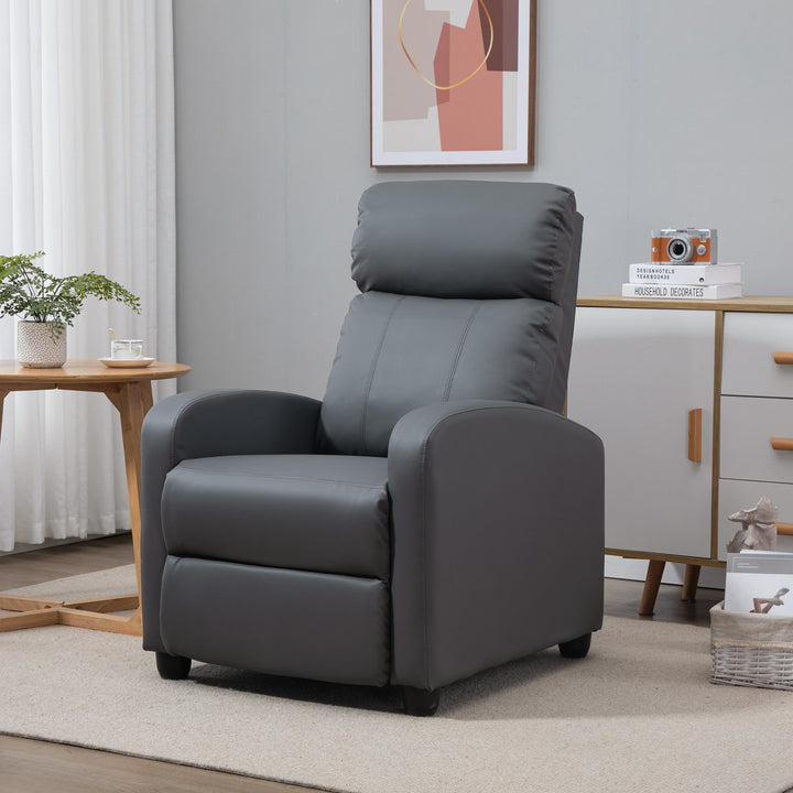 MCL Recliner Armchair, Massage Faux Leather Push Back Reclining Chair with Adjustable Leg Rest, Side Pocket, for Home Living Room Theatre, Grey