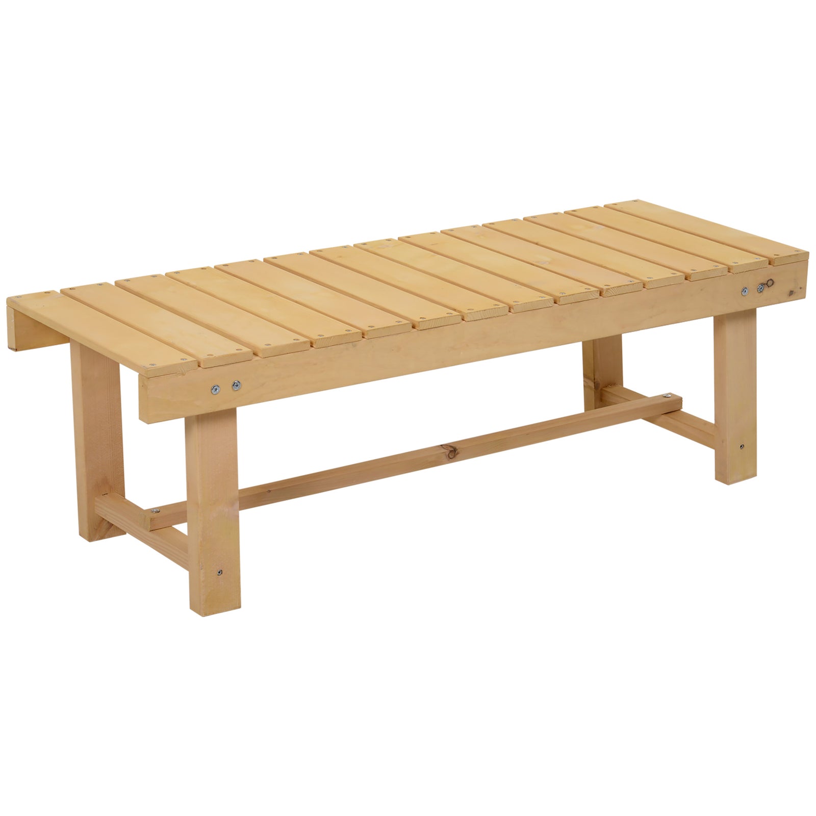 3 Pieces 2-seater Outdoor Indoor Wooden Garden Bench Fir Patio Loveseat, 110L x 38W x 35Hcm, Natural