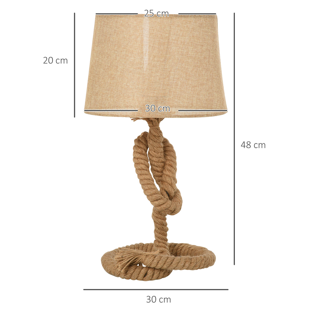 MCL Nautical Style Table Lamp with Fabric Lampshade Metal Frame Power Switch, 48cm Home Desk Lamp Bedroom Living Room Study E27 Base, Beige