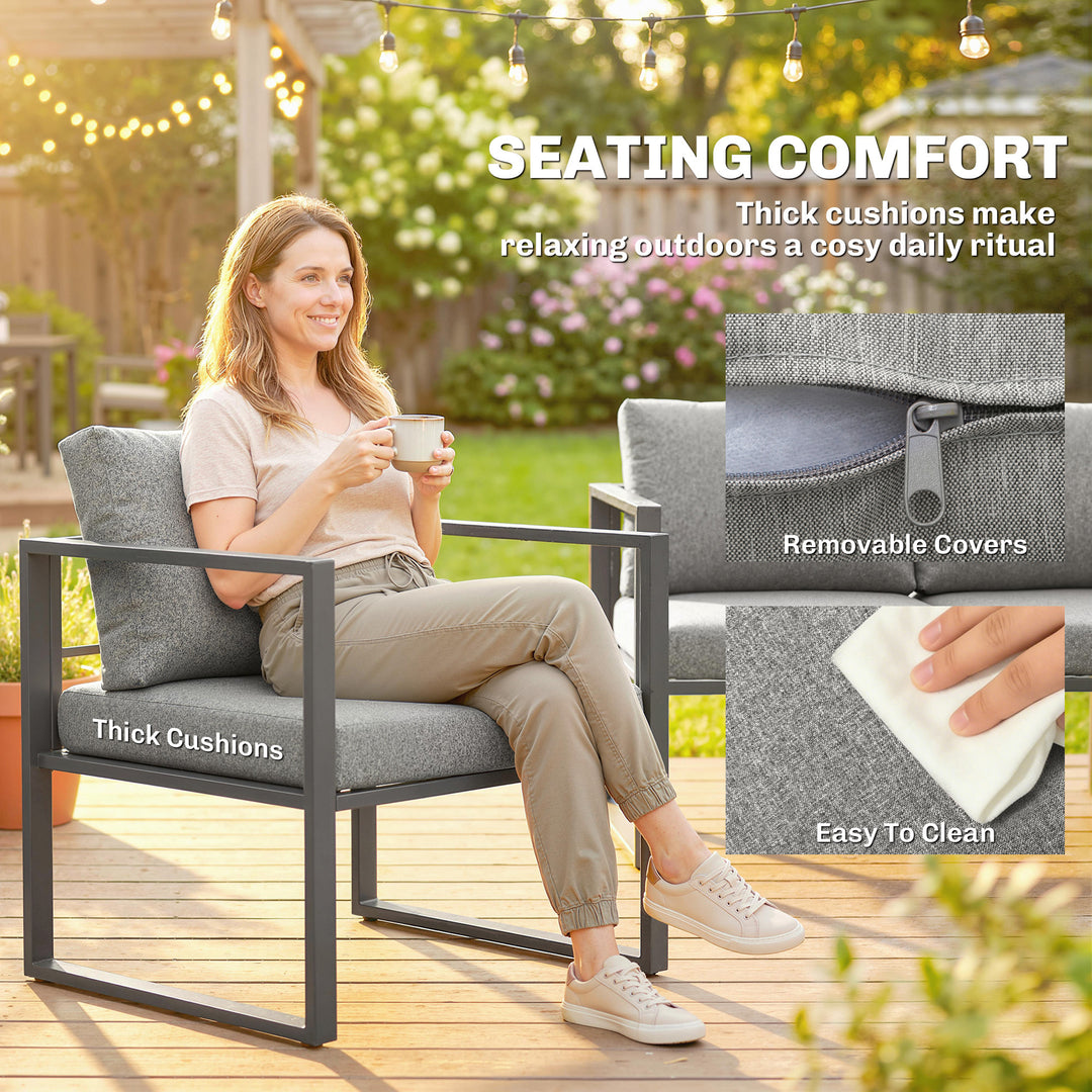 4 Piece Outdoor Garden Furniture Set, Patio Furniture with 3-Seater So