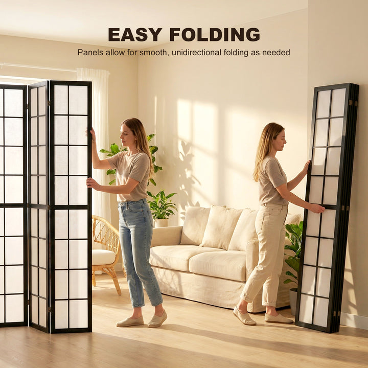4 Panel Folding Room Divider, Freestanding Room Separator, Indoor Priv