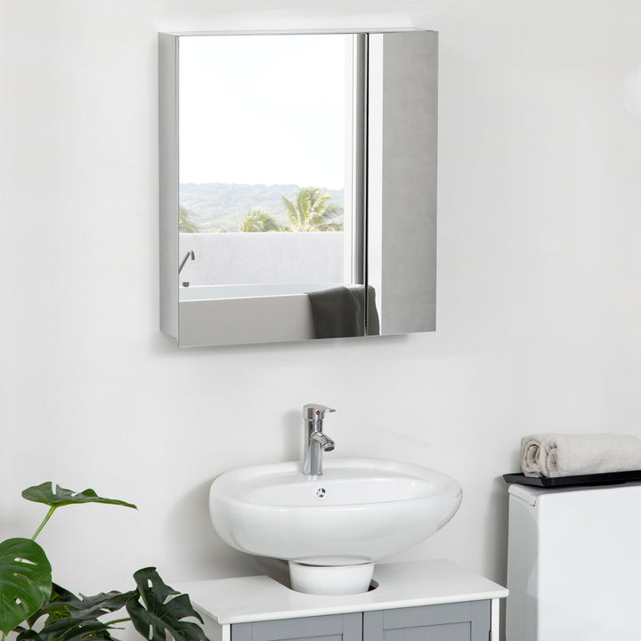 Bathroom Mirror Cabinet, Wall Mounted Medicine Cabinet with Hinged Door, Storage Shelves for Laundry Room