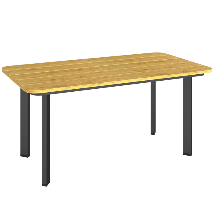 Outdoor Garden Coffee Table, Garden Table with Slatted Wood Plastic Co