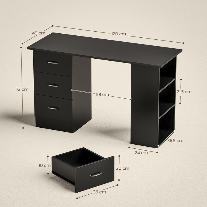 Computer Desk with Drawers, Home Office Desk, Writing Table, PC Workst