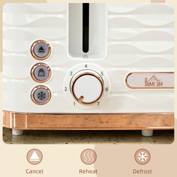 Four-Slice Rippled Toaster - White