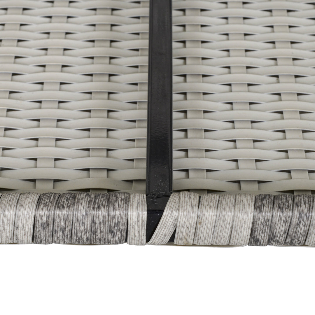 Outdoor PE Rattan Corner Sofa, Garden Wicker Furniture Single Sofa Chair w/ Cushions, Light Grey