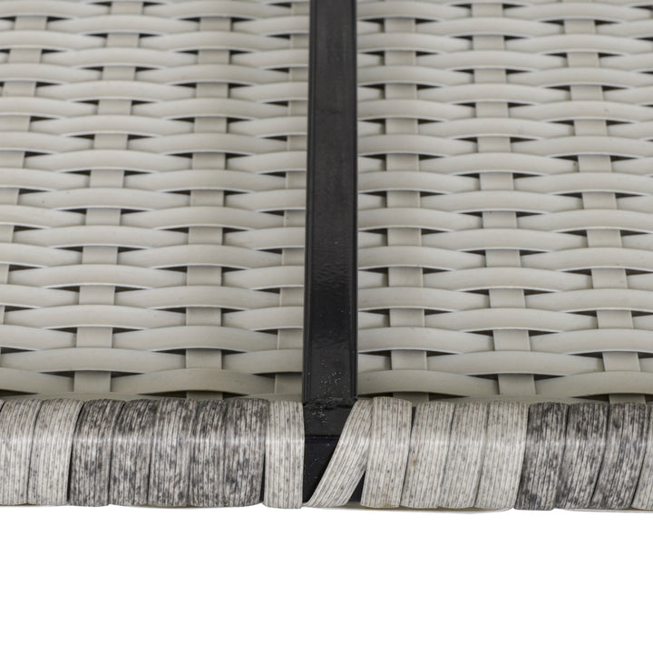Outdoor PE Rattan Corner Sofa, Garden Wicker Furniture Single Sofa Chair w/ Cushions, Light Grey