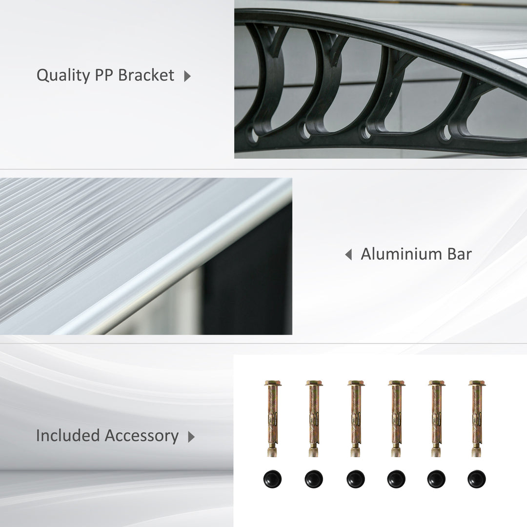 Front Door Canopy, Outdoor Awning, 200 x 96cm Rain Shelter for Window, Porch and Front/Back Door, Clear