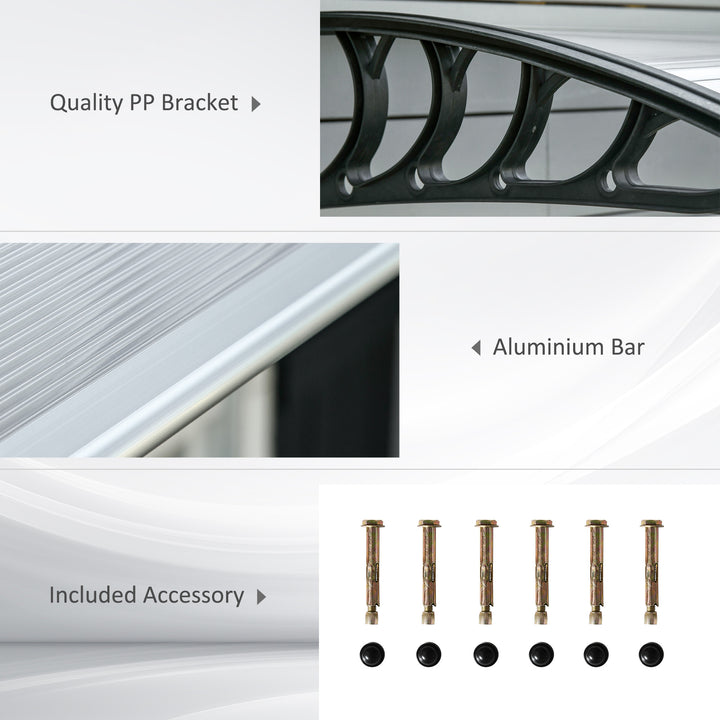 Front Door Canopy, Outdoor Awning, 200 x 96cm Rain Shelter for Window, Porch and Front/Back Door, Clear