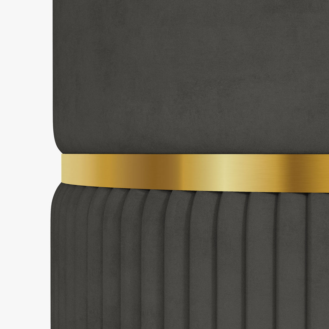 Velvet-Feel Storage Ottoman - Grey
