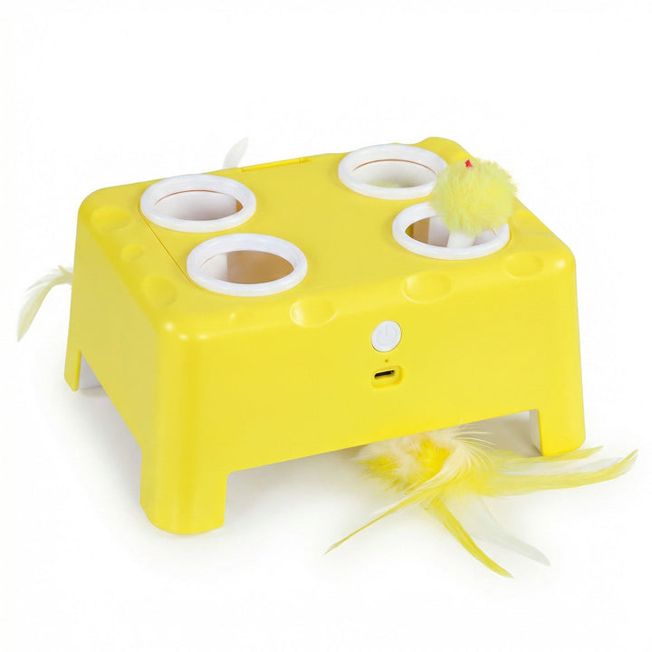 3 in 1 Interactive Cat Toys with Mouse &amp; Feather Teaser Toy Rechargeab