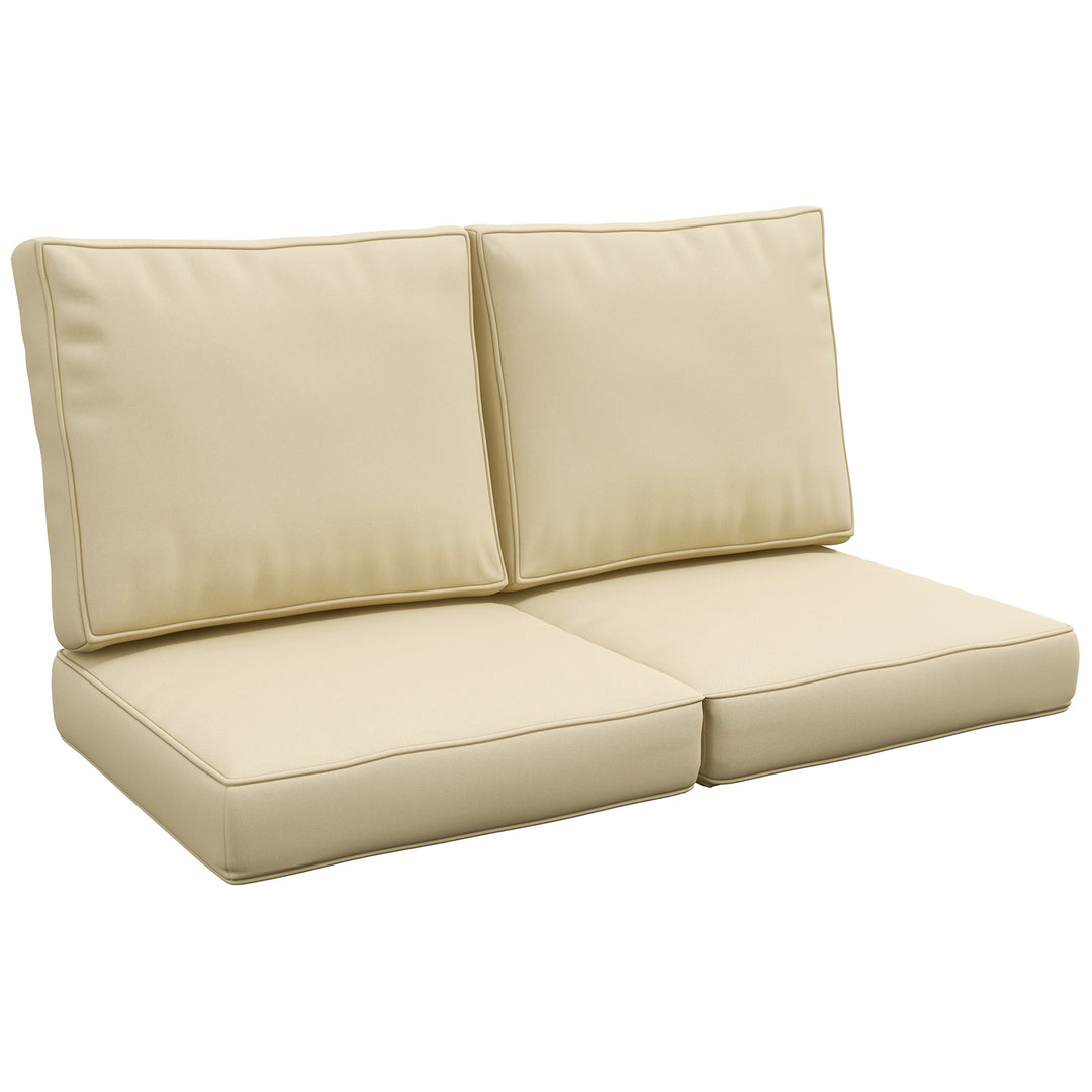 2 Seater Back and Seat Cushion Pillows Replacement, Patio Chair Cushions Set for Indoor Outdoor, Beige