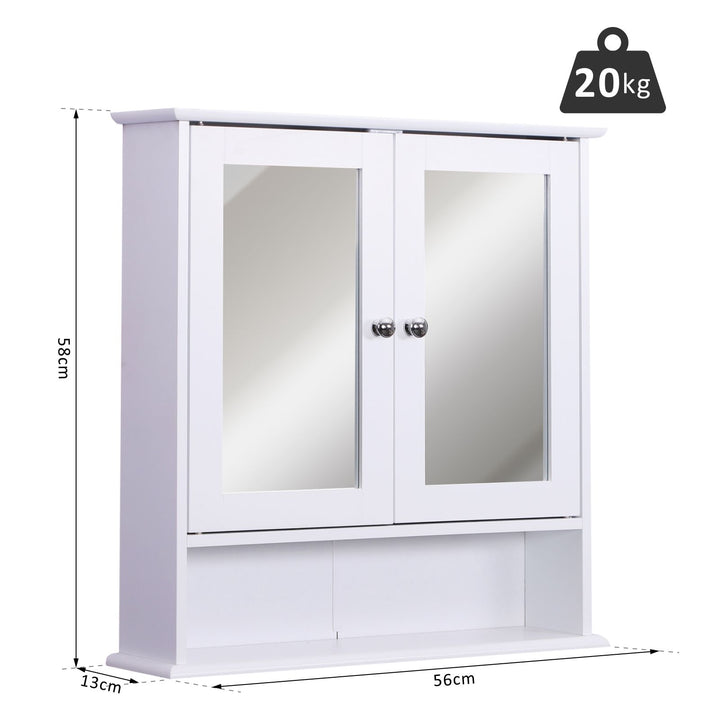 Wall-mounted Bathroom Cabinet Mirror Door Organiser Storage Shelves Living Room White