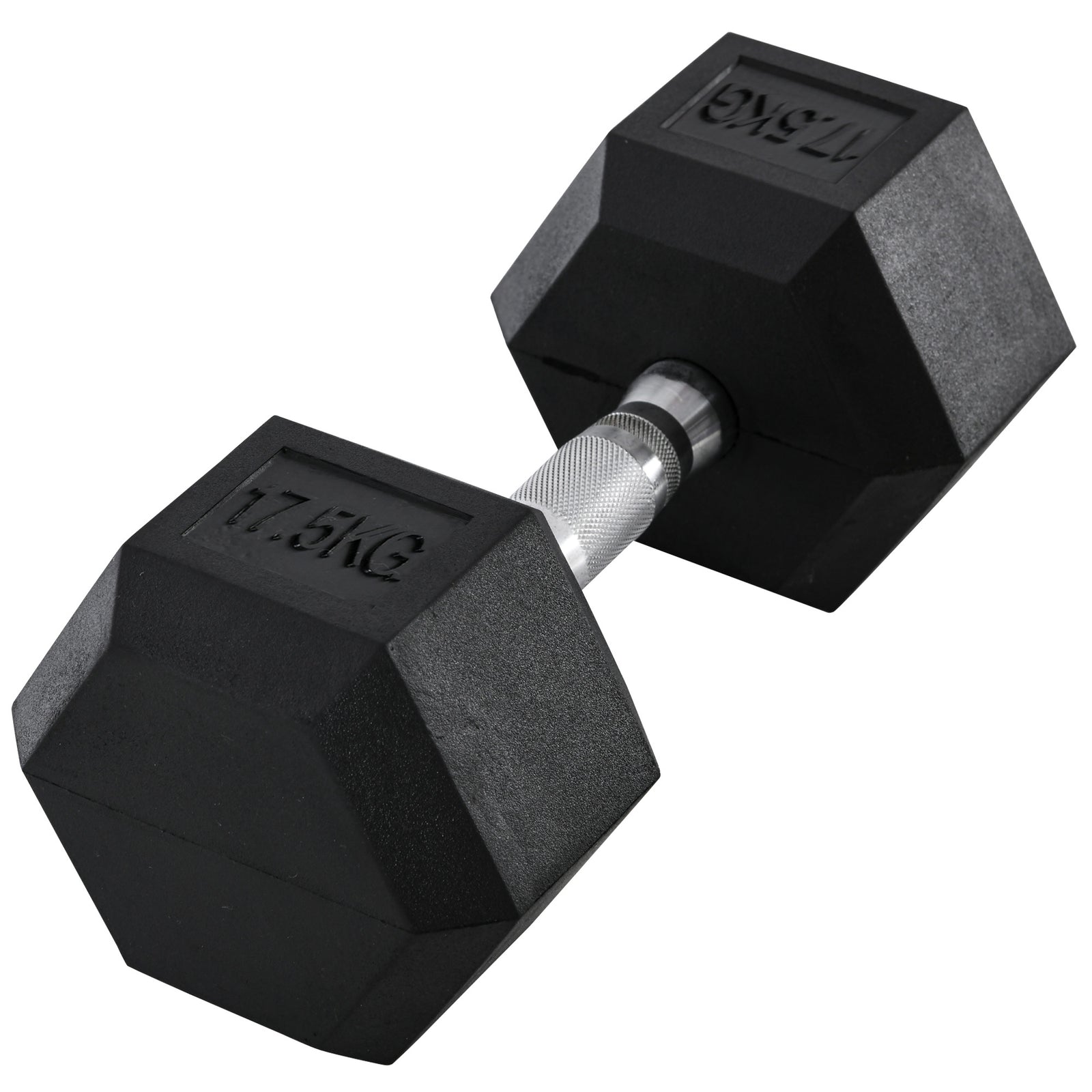 17.5KG Single Rubber Hex Dumbbell Portable Hand Weights Dumbbell Home Gym