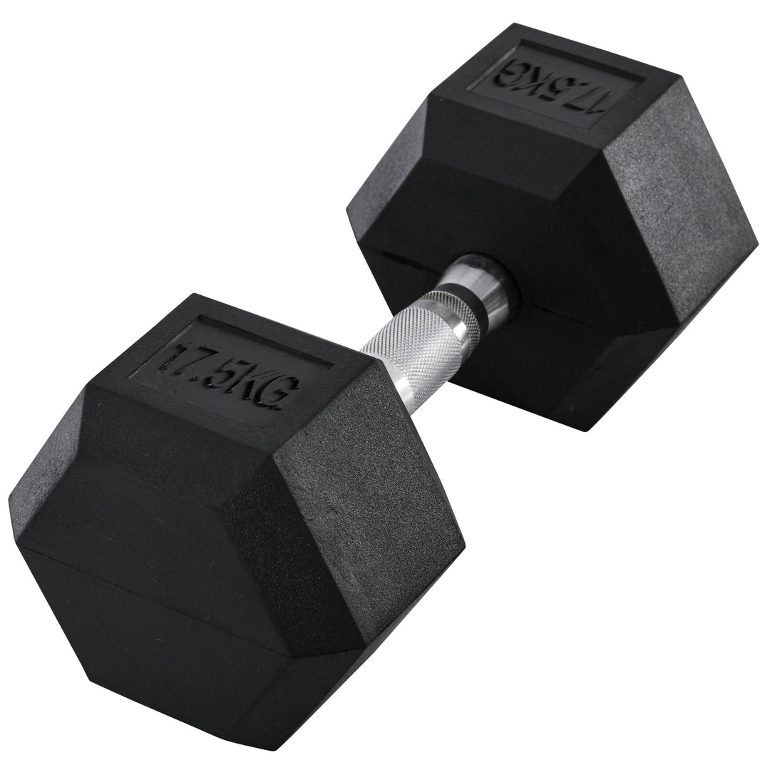 MCL 17.5KG Single Rubber Hex Dumbbell Portable Hand Weights Dumbbell Home Gym