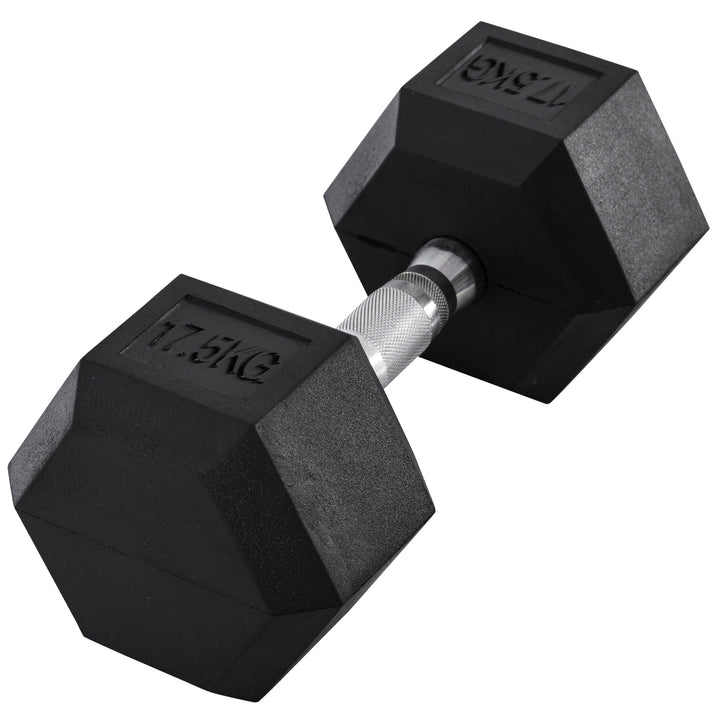 MCL 17.5KG Single Rubber Hex Dumbbell Portable Hand Weights Dumbbell Home Gym