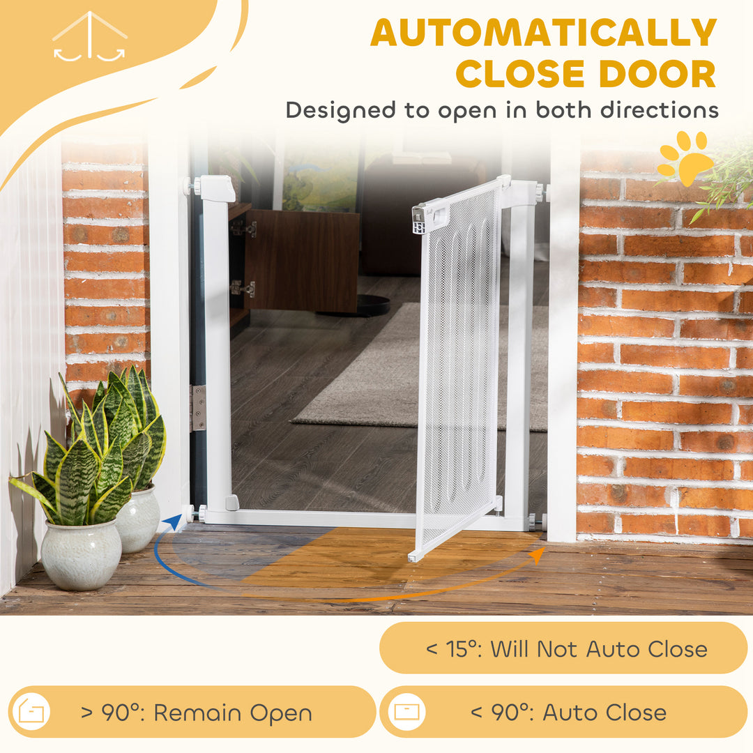 Pet Safety Gate, for Doorways, Staircases, Hallways, with 75-82cm Adjustable Width - White