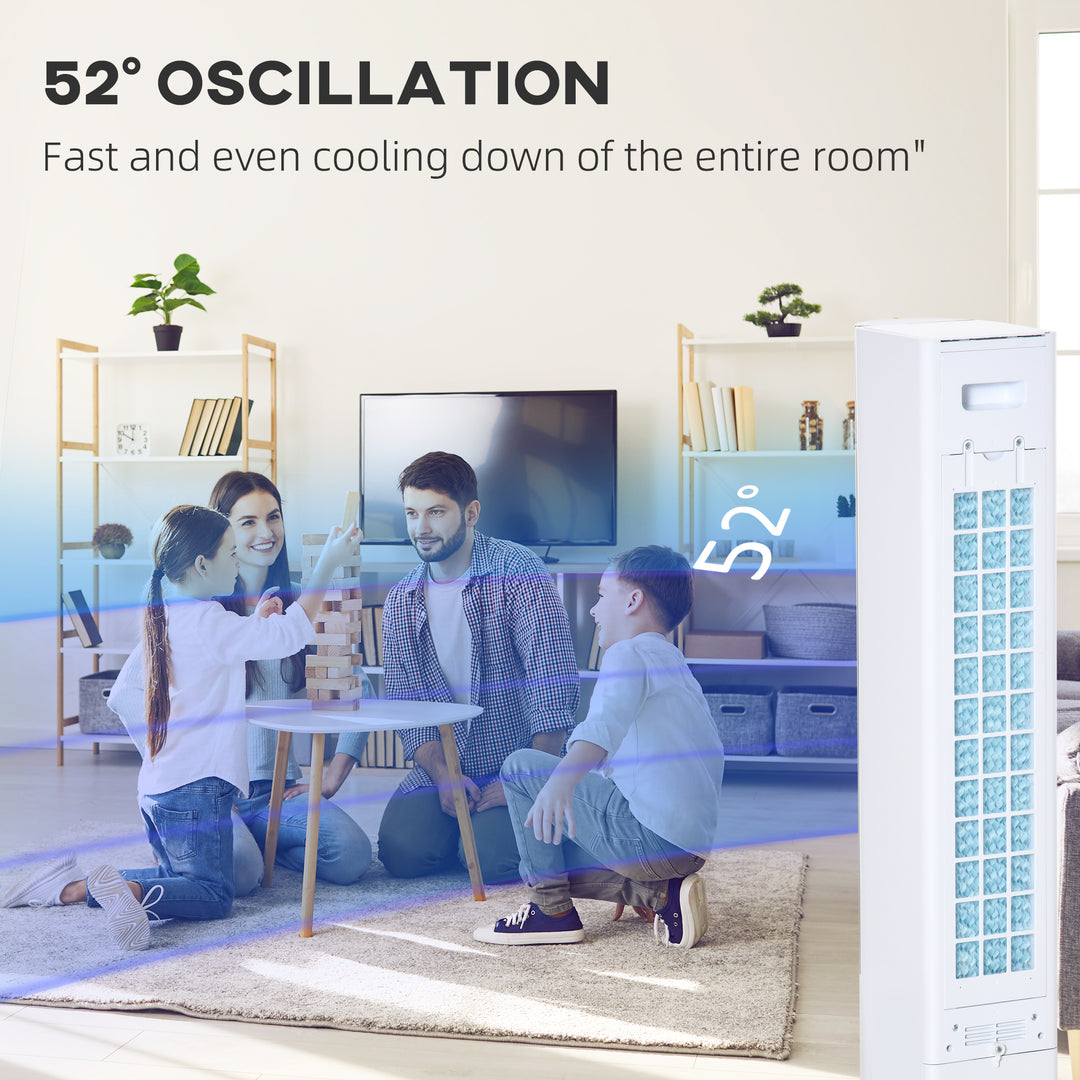 Portable Air Cooler, 3L Tank Evaporative Ice Cooling Tower Fan with 3 Modes, 3 Speeds, Remote, Timer, 60° Oscillating, Portable Swamp Cooler for Home Bedroom, White