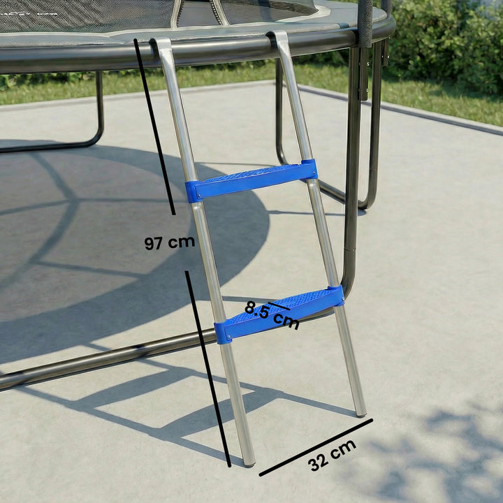 Trampoline Ladder, 2-Steps with Horizontal Wide Steps, Universal Hook,