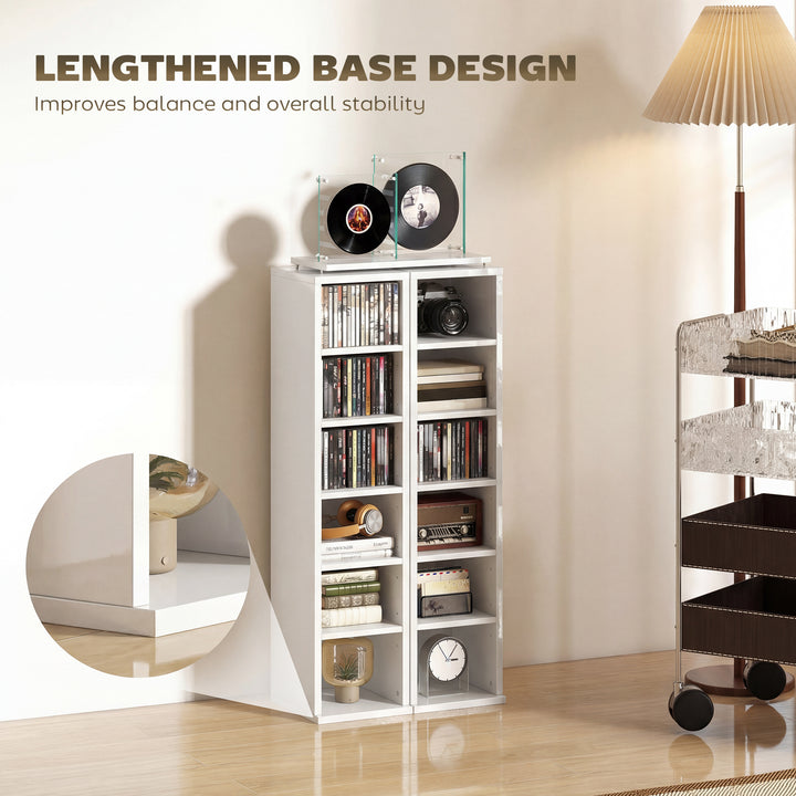 Set of 2 CD Media Display Shelf Unit Tower Rack with Adjustable Shelve