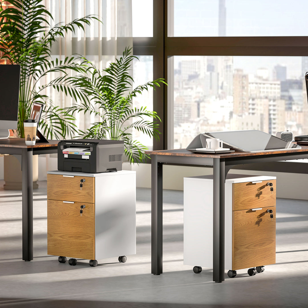 Two-Drawer Lockable Filing Cabinet - Wood Effect