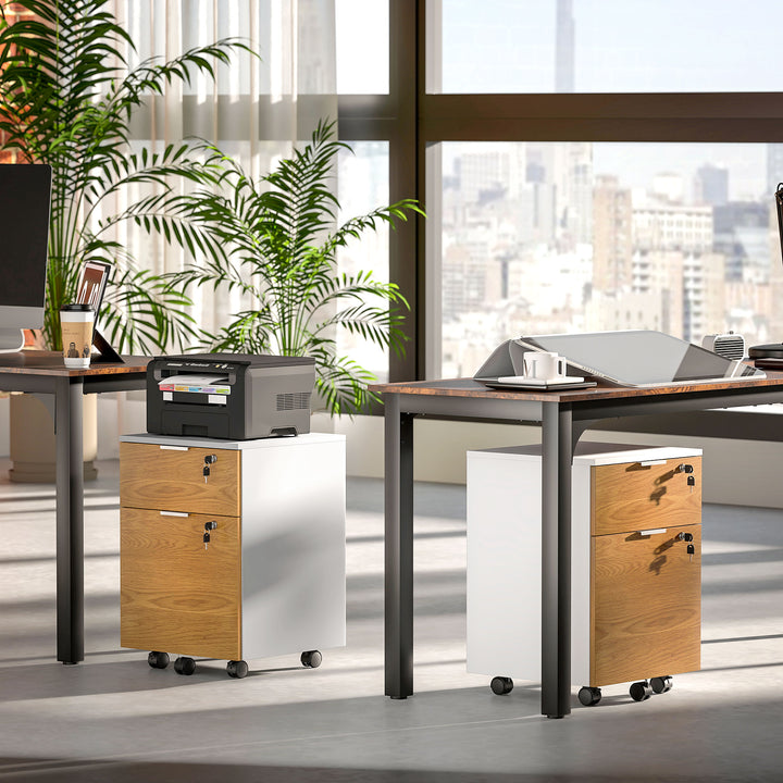 Two-Drawer Lockable Filing Cabinet - Wood Effect