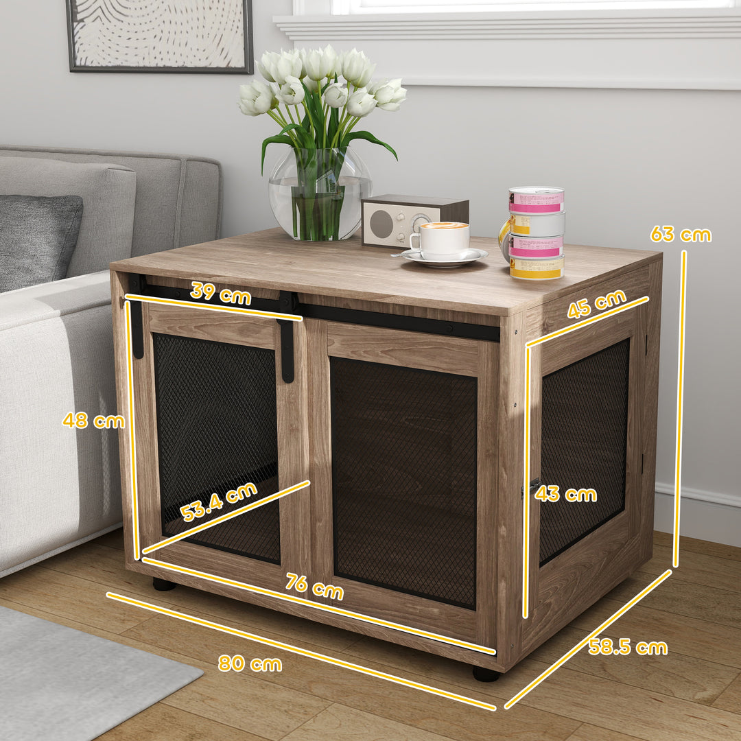 Dog Crate Furniture with Sliding Door for Medium Dogs, Brown