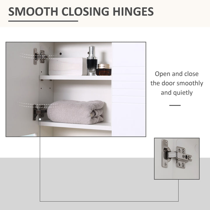 Bathroom Mirror Cabinet Wall-Mounted Storage w/ Double Door Adjustable Shelf - White