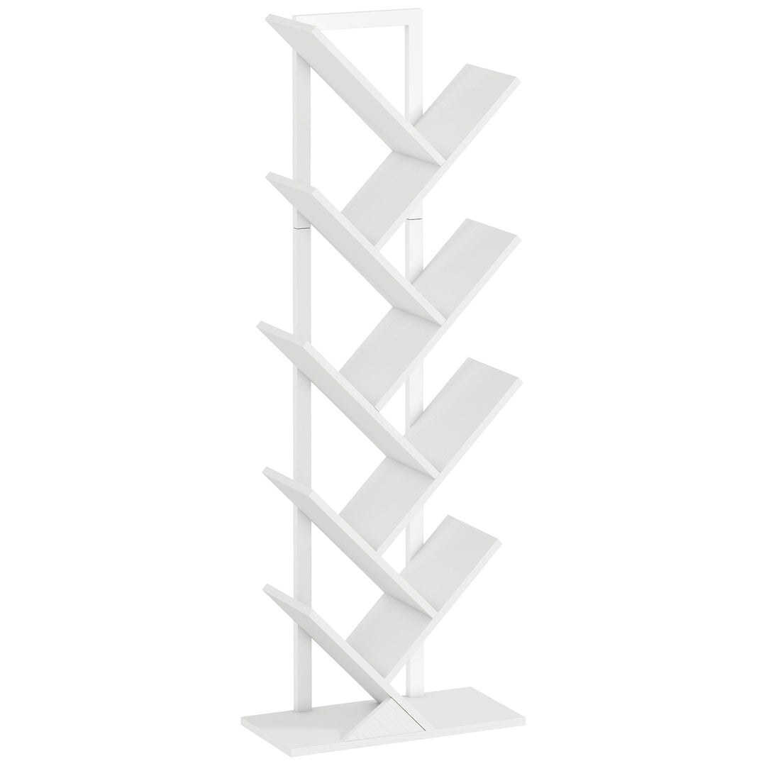 9-Tier Tree Bookshelf, Industrial Free Standing Bookcase with Steel Fr