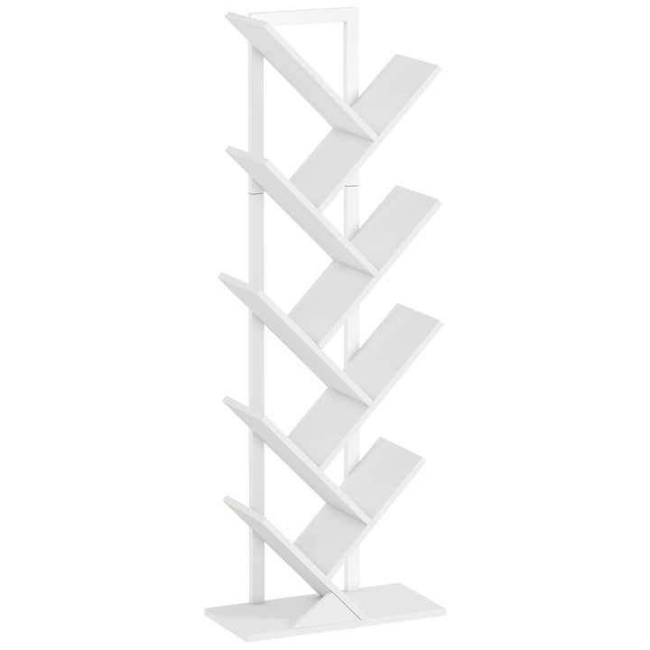 9-Tier Tree Bookshelf, Industrial Free Standing Bookcase with Steel Fr