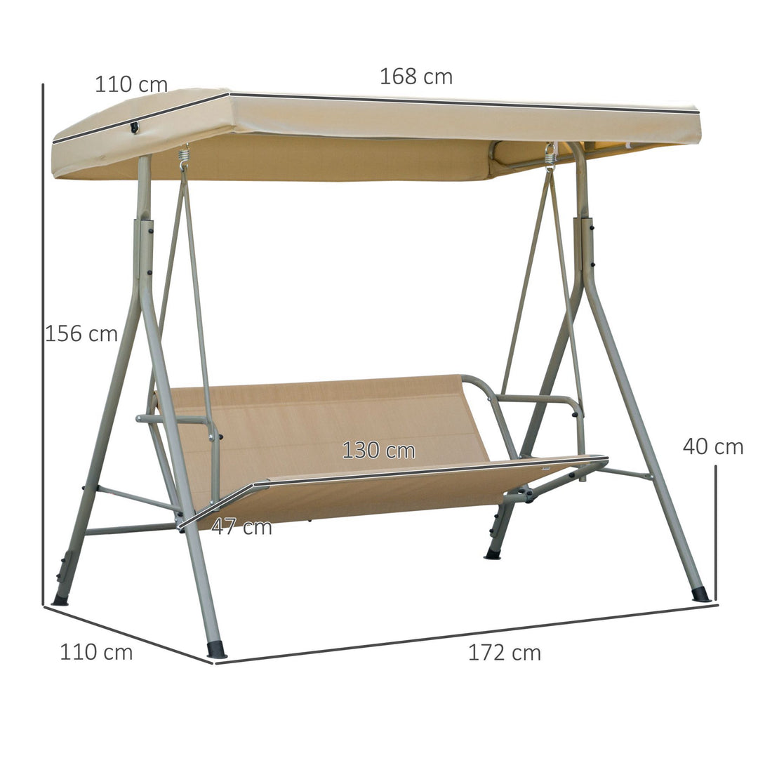 Three-Seater Garden Swing Seat - Light Brown