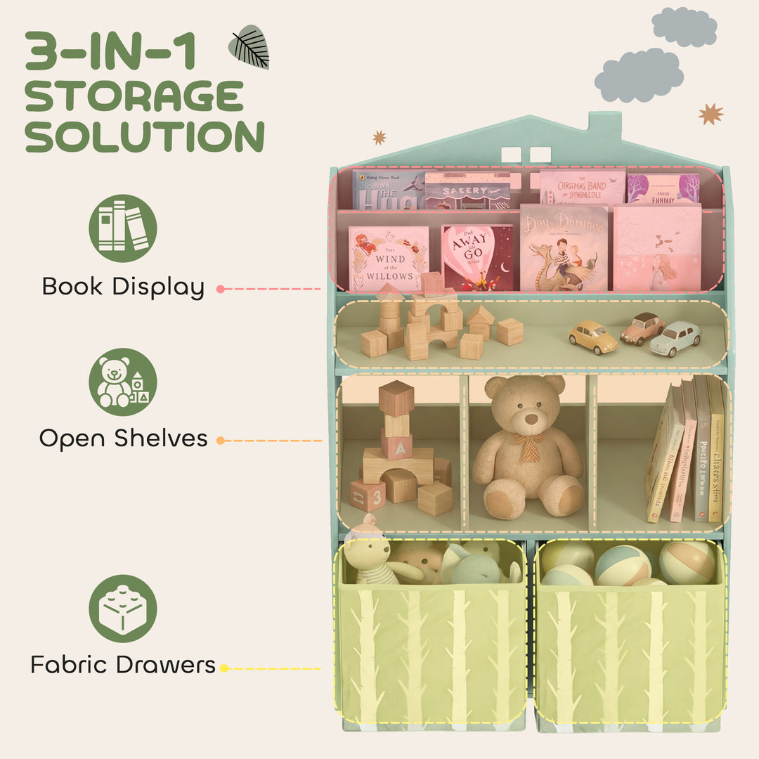 Kids Bookshelf with Storage, Toy Storage Unit with Book Display, Shelv