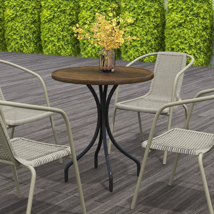 Φ66cm Galvanised Steel Garden Table - Brown